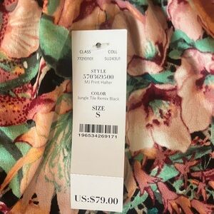 White House Black Market Jungle Tile Remix Halter Top